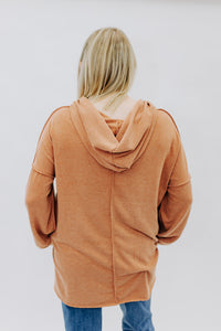 Color Block Pullover Hoodie With Side Slits