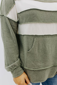 Color Block Pullover Hoodie With Side Slits