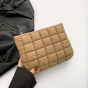 Quilted Puffy Cosmetic Makeup Pouch Clutch Bag