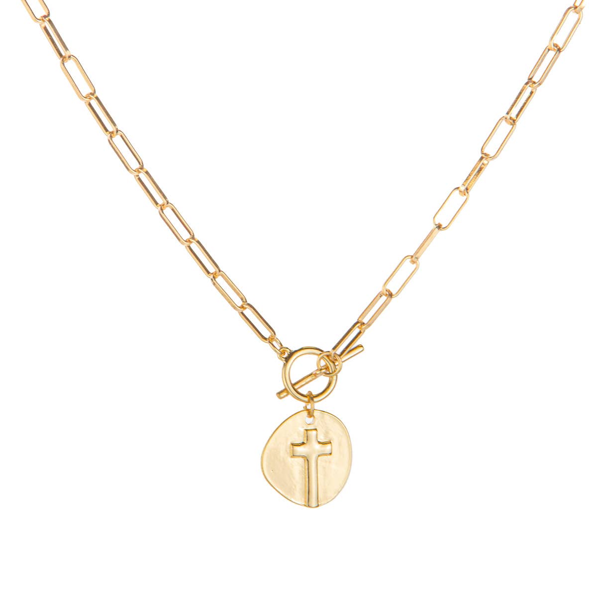 Ascension Cross Necklace   Gold   14"