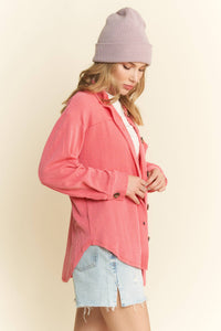 Solid Long Sleeve Button-Up Top
