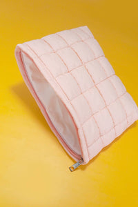 Quilted Puffy Cosmetic Makeup Pouch Clutch Bag