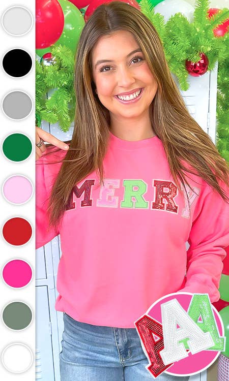 Merry Sequin Christmas Graphic Sweatshirt