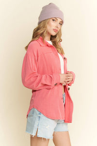 Solid Long Sleeve Button-Up Top