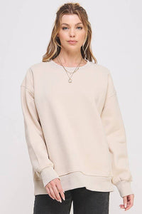 Long Sleeve Solid Round Neck Oversized Sweatshirt