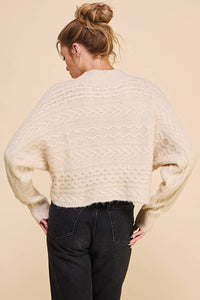 Long Sleeve Cable Knit Cropped Sweater