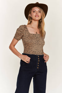 Leopard Printed Short Sleeve Top