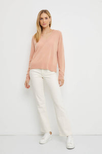 Pale Blush Lightweight V-Neck Sweater