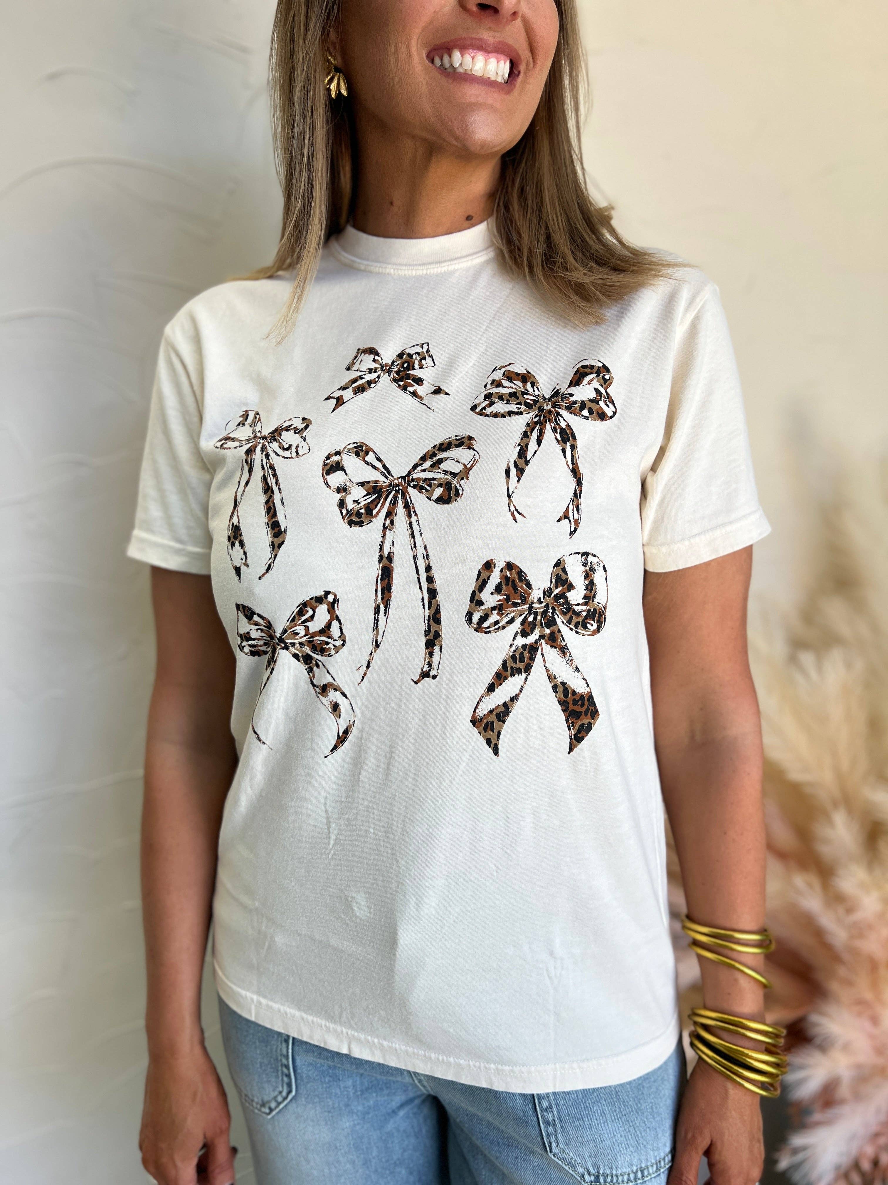 Leopard Bows Comfort Colors Graphic Tee