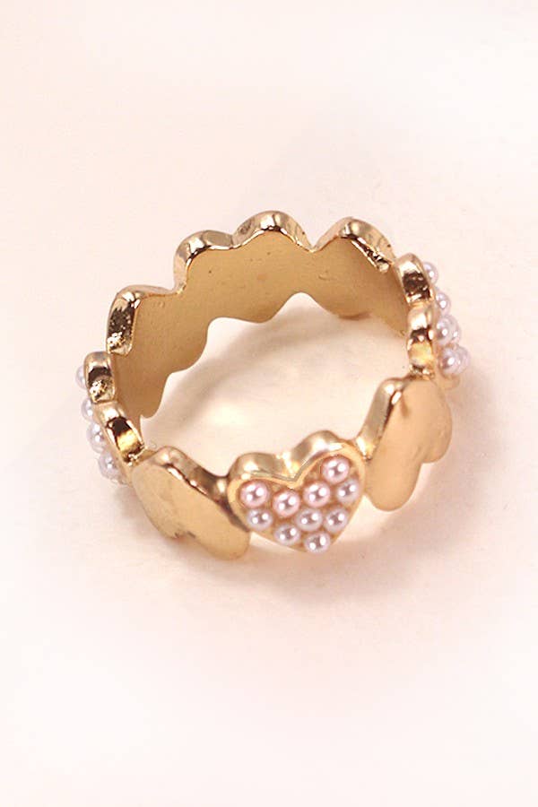 HEART PEARL RING