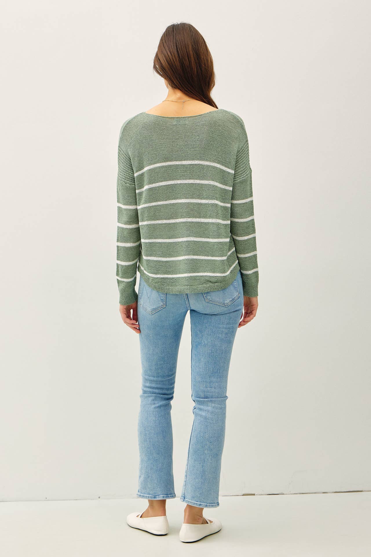 Avocado Striped Lightweight Sweater