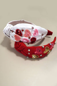 VALENTINE SEQUIN HEART SEED BEAD HEADBAND