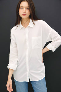 Oversized Basic Cotton Button Down