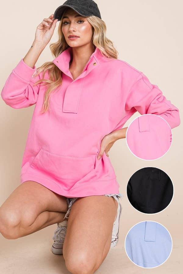 Sky Blue Quarter-Zip Fleece Sweatshirt