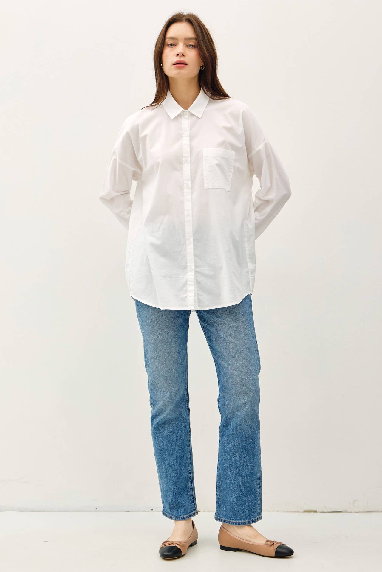 Oversized Basic Cotton Button Down