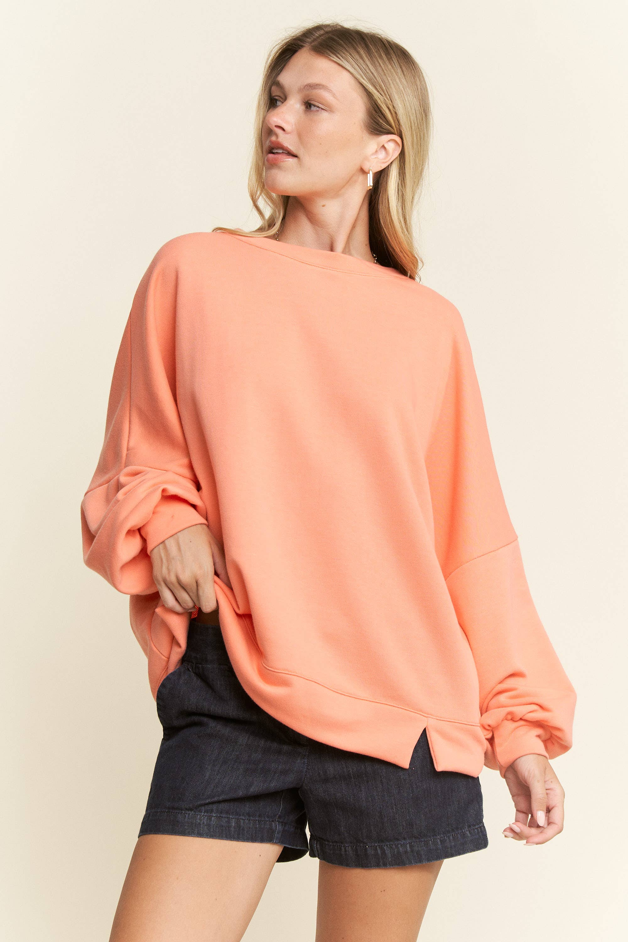 SOLID PASTEL DROP SHOULDER SWEATSHIRT
