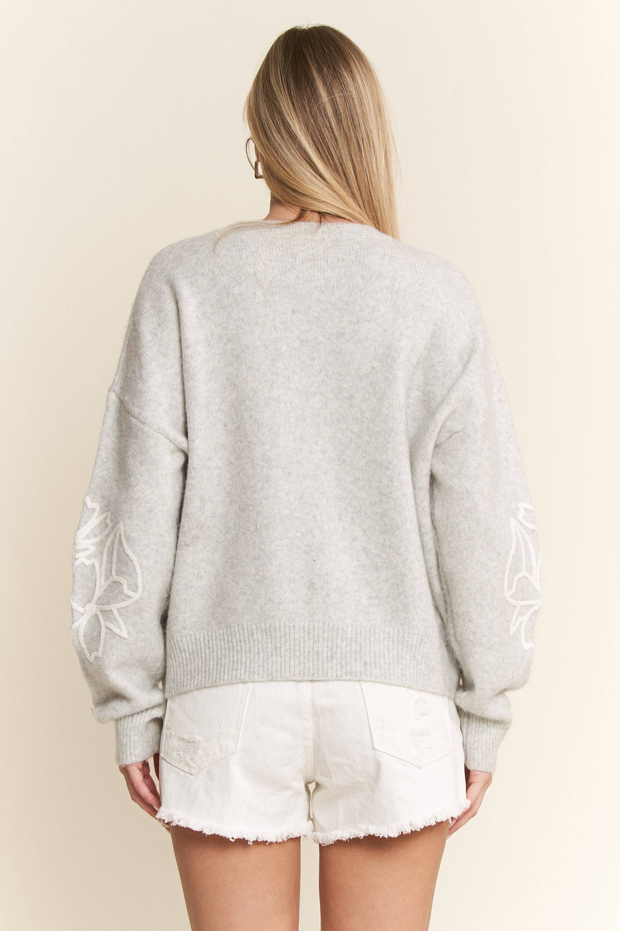 Floral Embroidered Knit Sweater