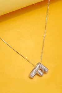 Initial Pave Rhinestone Bubble Balloon Necklace