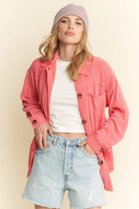 Solid Long Sleeve Button-Up Top