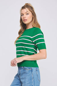 Short Sleeve Preppy Striped Top