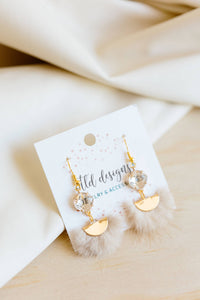 Beige Bling Glam Earrings