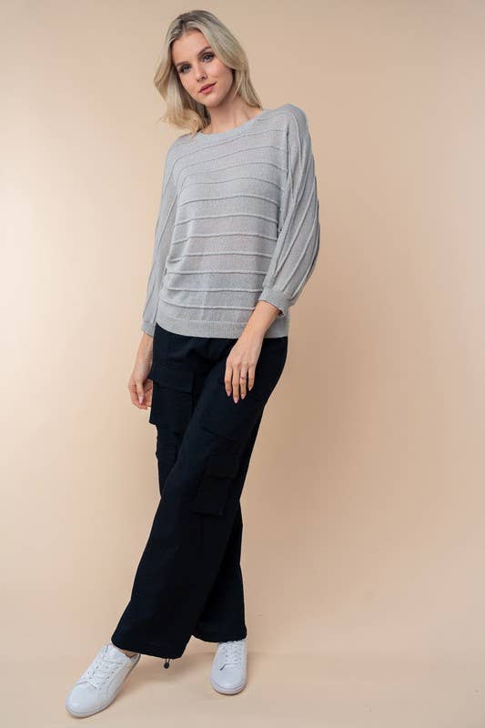 Fuchsia Long Sleeve Solid Sweater Knit Top