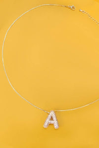 Initial Pave Rhinestone Bubble Balloon Necklace