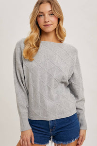 Boat Neck Diamond Knit Sweater