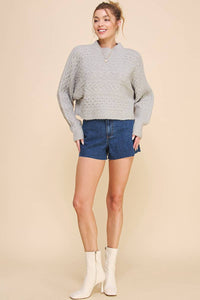 Long Sleeve Cable Knit Cropped Sweater