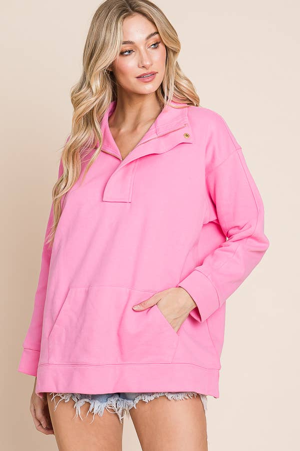 Sky Blue Quarter-Zip Fleece Sweatshirt