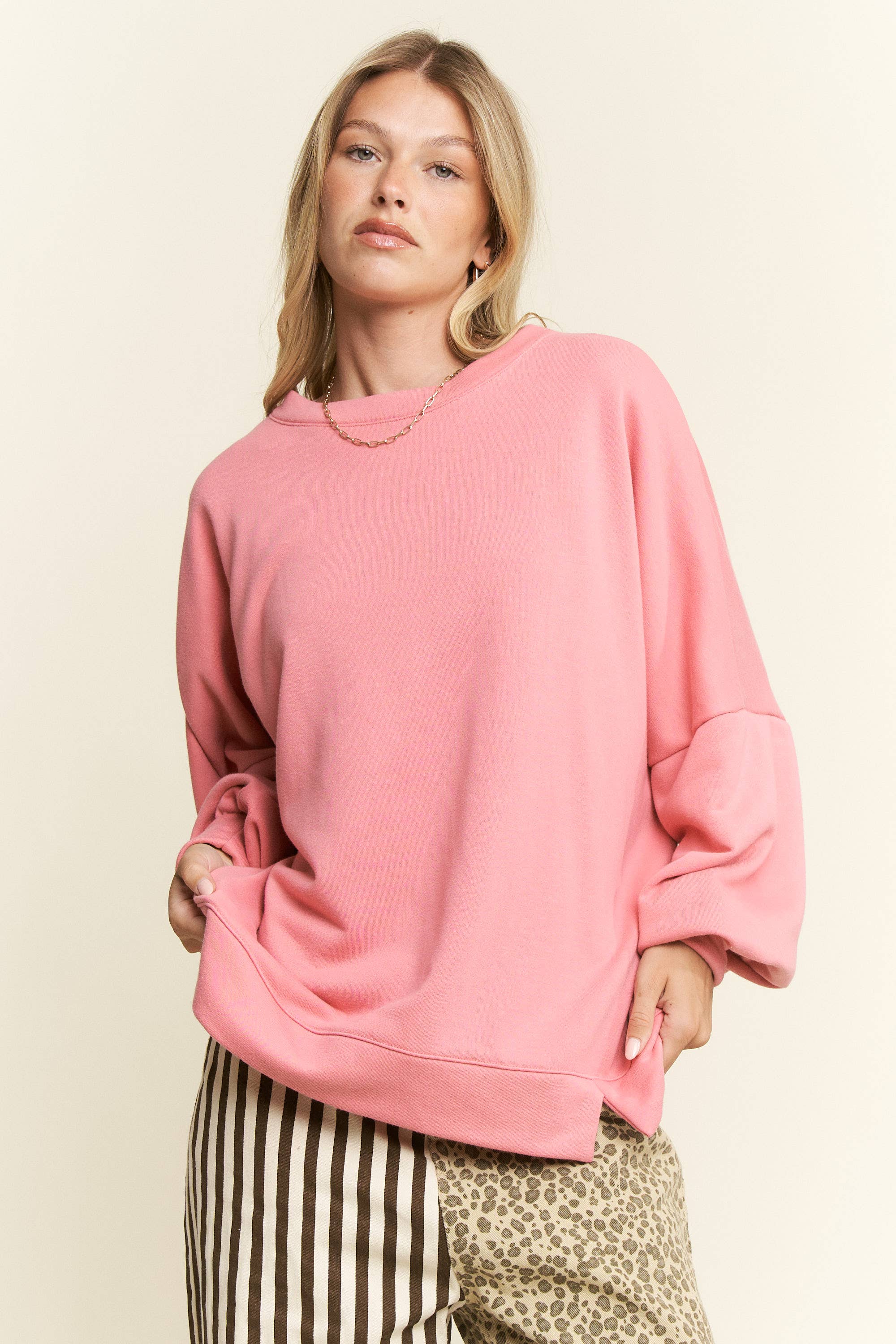 SOLID PASTEL DROP SHOULDER SWEATSHIRT