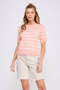 Short Sleeve Preppy Striped Top