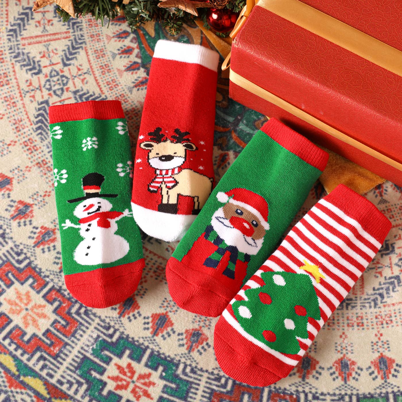 4-pairs Baby / Toddler Christmas Thermal Crew Socks